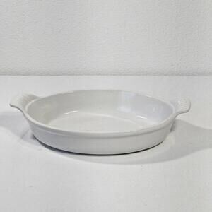 Vintage Le Creuset #10-21 White Oval Stoneware Au Gratin